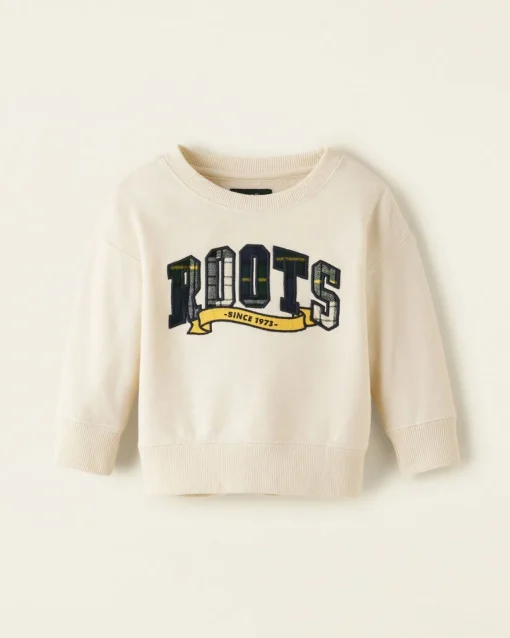 Baby Plaid Applique Crew Sweatshirt