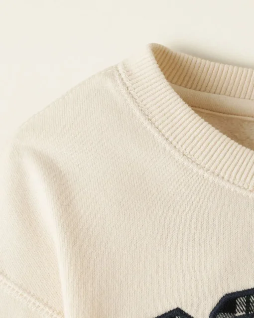 Baby Plaid Applique Crew Sweatshirt