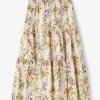 Floral Tiered Poplin Skirt