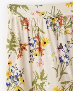 Floral Tiered Poplin Skirt