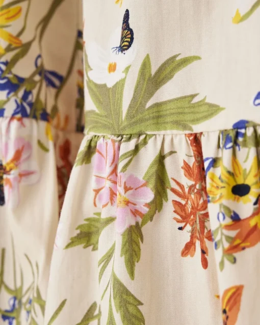 Floral Tiered Poplin Skirt