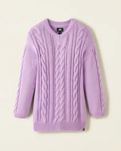 Girls Cable V-Neck Sweater Dress