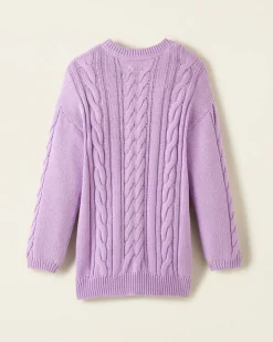 Girls Cable V-Neck Sweater Dress