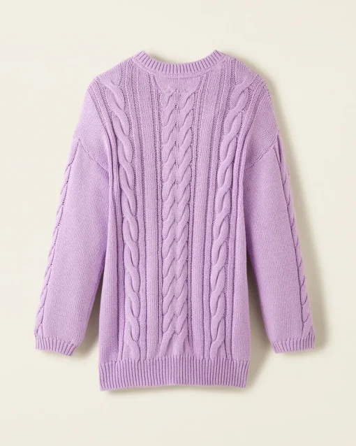 Girls Cable V-Neck Sweater Dress
