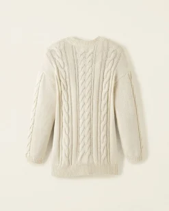 Girls Cable V-Neck Sweater Dress