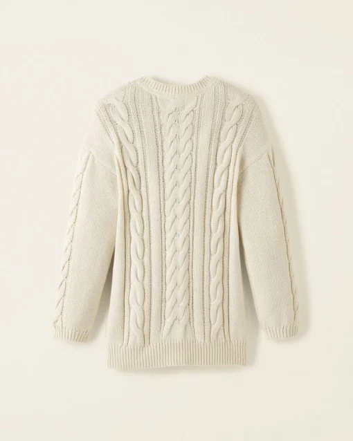 Girls Cable V-Neck Sweater Dress
