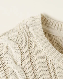 Girls Cable V-Neck Sweater Dress