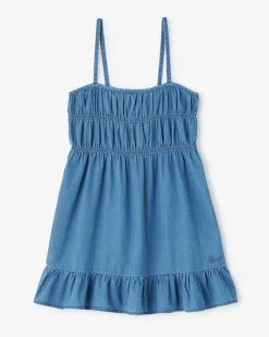 Girls Chambray Tiered Dress
