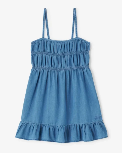 Girls Chambray Tiered Dress