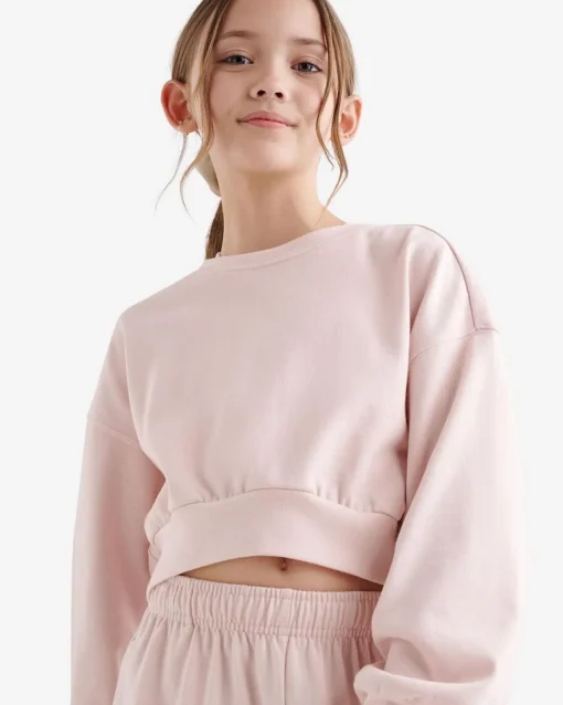 Girls Warm-Up Bubble Crew Sweatshirt