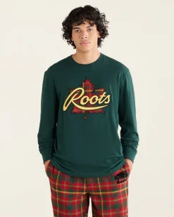 Mens Leaf Plaid Fill Long Sleeve T-Shirt