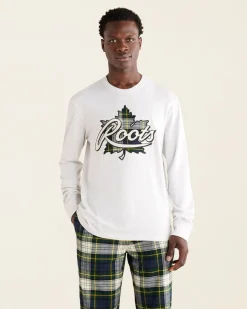 Mens Leaf Plaid Fill Long Sleeve T-Shirt