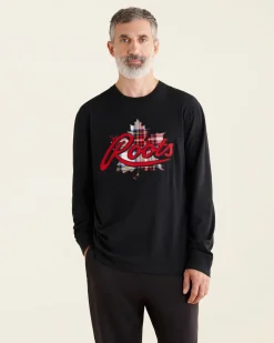 Mens Leaf Plaid Fill Long Sleeve T-Shirt