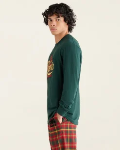 Mens Leaf Plaid Fill Long Sleeve T-Shirt