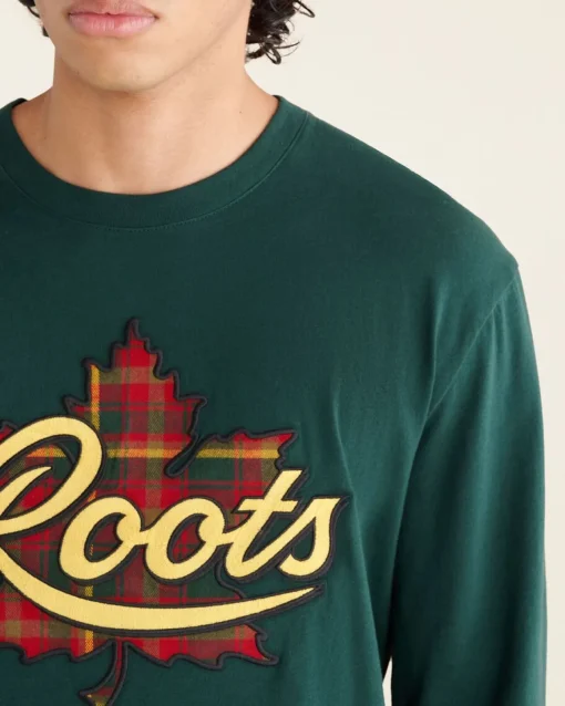 Mens Leaf Plaid Fill Long Sleeve T-Shirt