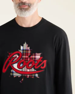 Mens Leaf Plaid Fill Long Sleeve T-Shirt