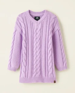 Toddler Girls Cable V-Neck Sweater Dress
