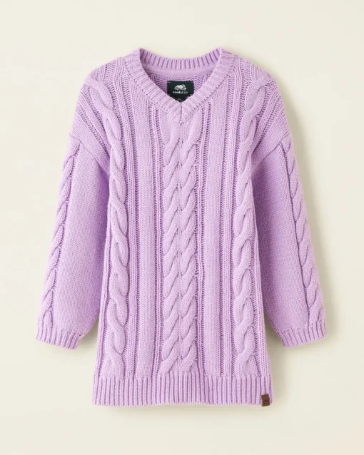 Toddler Girls Cable V-Neck Sweater Dress