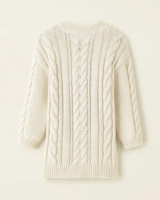 Toddler Girls Cable V-Neck Sweater Dress
