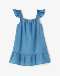 Toddler Girls Chambray Ruffle Dress