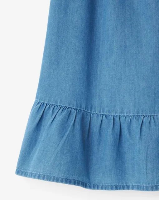 Toddler Girls Chambray Ruffle Dress